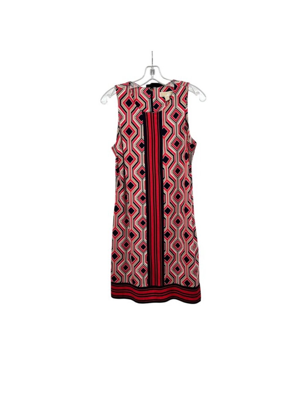 Michael Kors Geometric Sheath Dress Sleeveless Coral/Multi Size M New